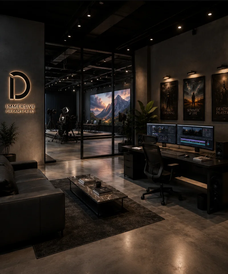 Editing suite inside the Immersive Dreamscapes studio concept