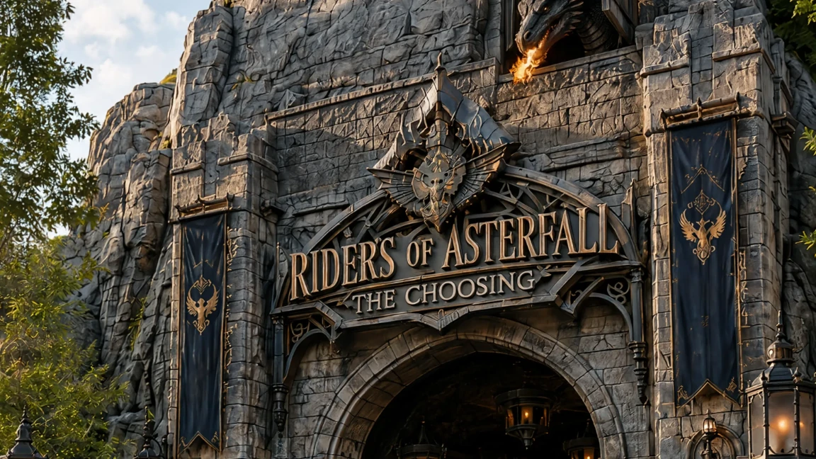 Riders of Asterfall destination attraction entrance